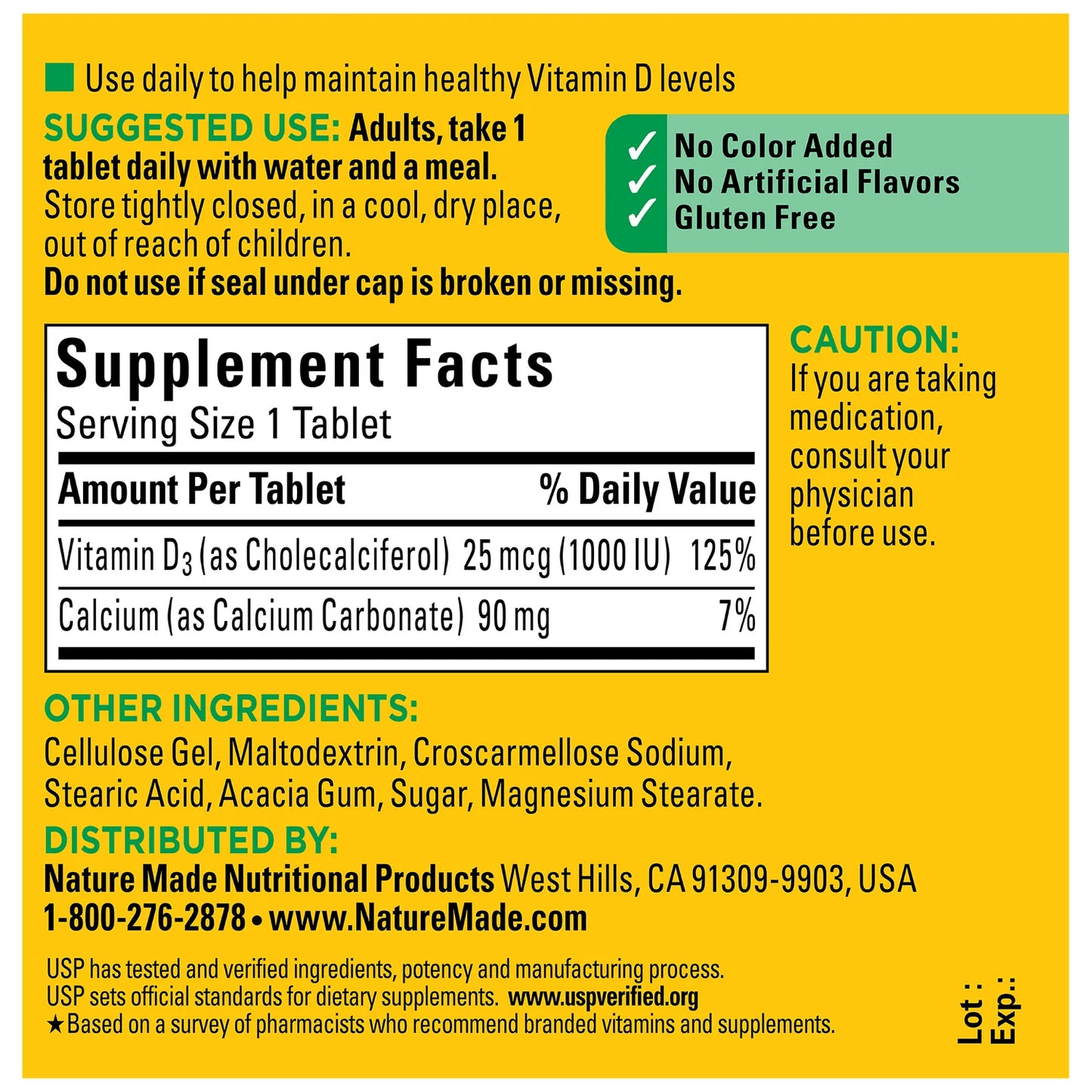 Nature Made Vitamin D3 1000 IU (25 mcg) – 100 Tablets