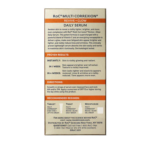 RoC Multi Correxion Revive + Glow Daily Serum with Vitamin C, 1.0 fl oz 30ml