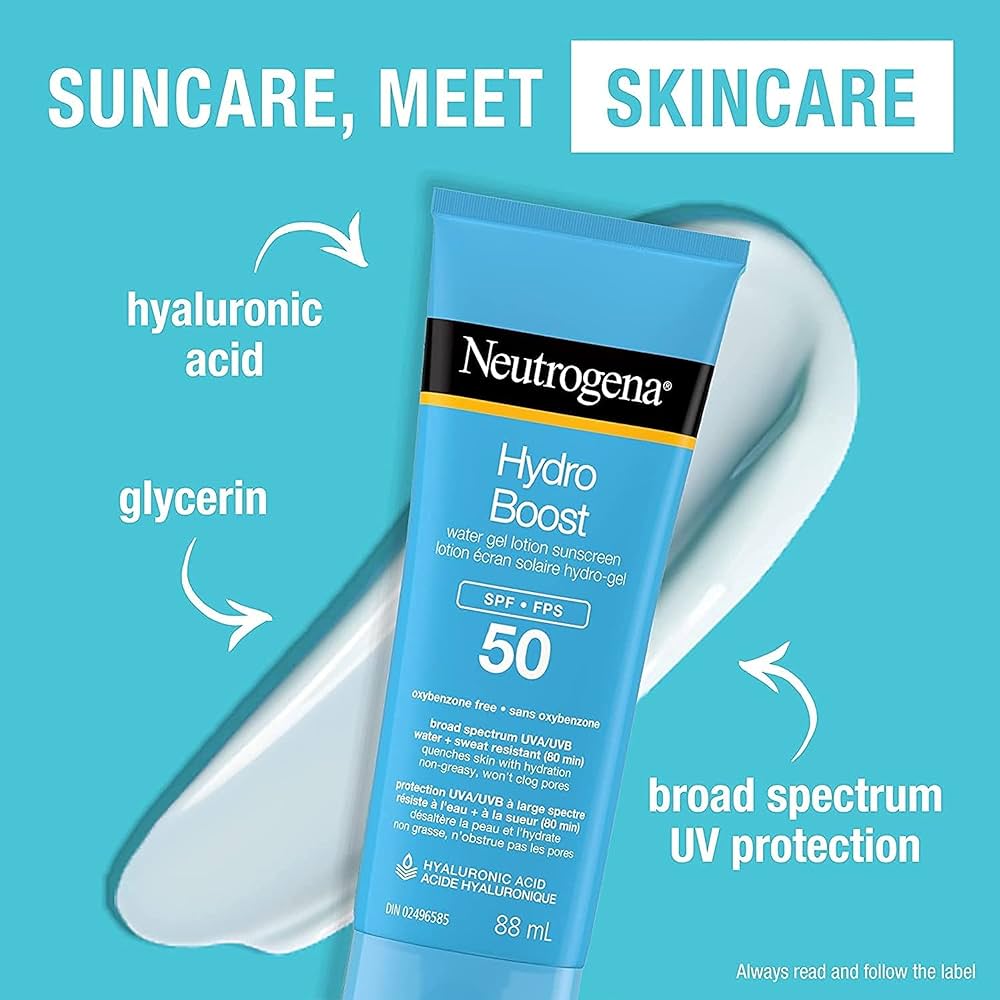 Neutrogena Hydro Boost Water Gel SPF 50 – Hydrating Sunscreen for Glowing Skin