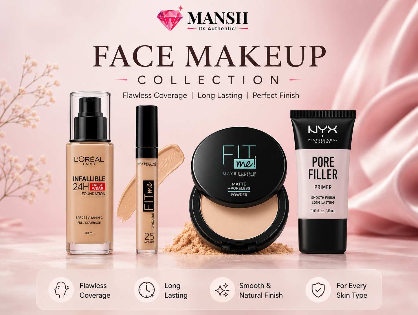 Face makeup products from Urban Decay, NARS, Benefit Cosmetics, Pixi and e.l.f. Cosmetics available in Pakistan