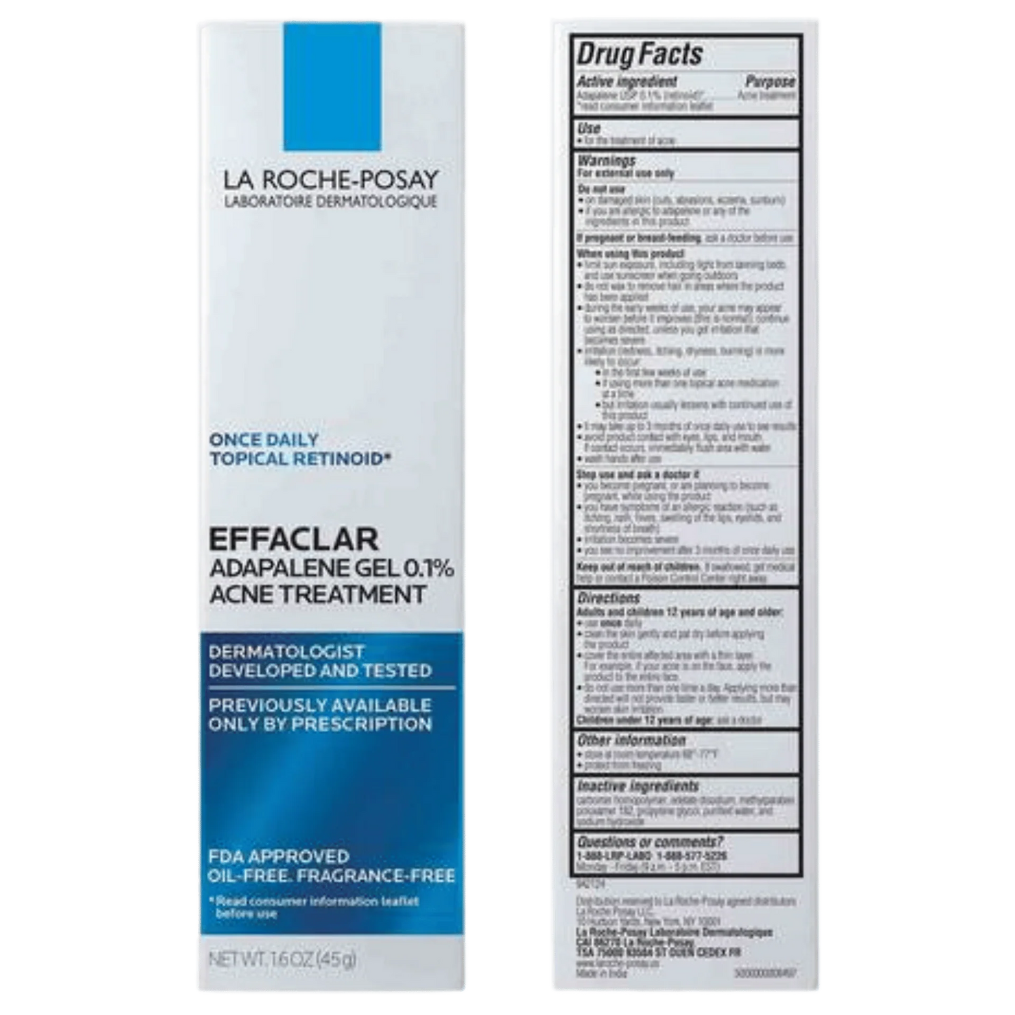 La Roche-Posay Effaclar Adapalene Gel 0.1% Acne Treatment