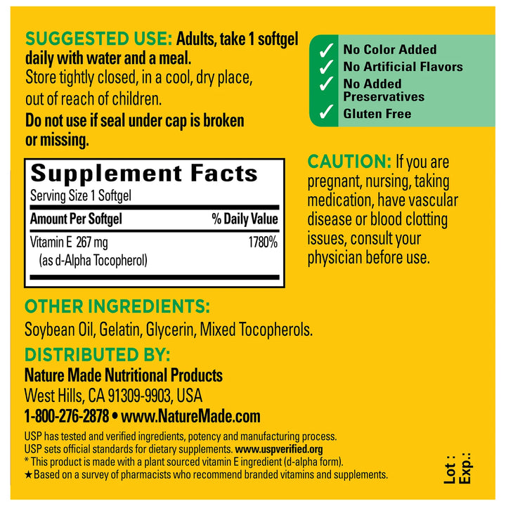 Nature Made Vitamin E 400 IU – 100 Softgels