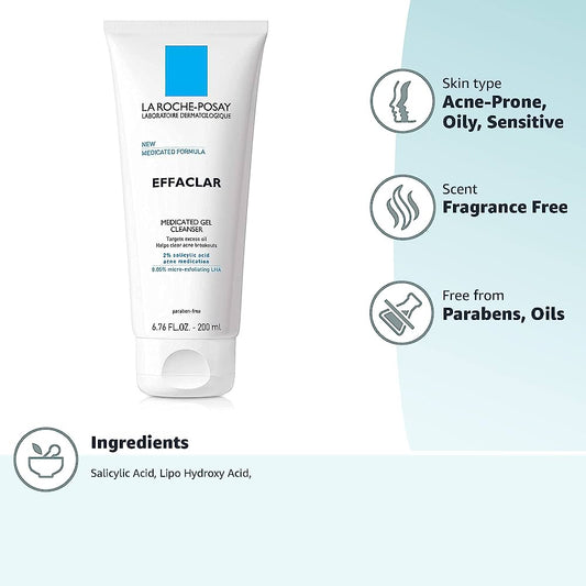 La Roche Posay- EFFACLAR MEDICATED ACNE FACE WASH 200ml
