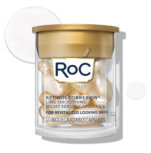 RoC Retinol Correxion Line Smoothing Night Serum Capsules – Advanced Retinol Anti-Aging Treatment | Smooth Fine Lines & Wrinkles | 30 Biodegradable Night Capsules