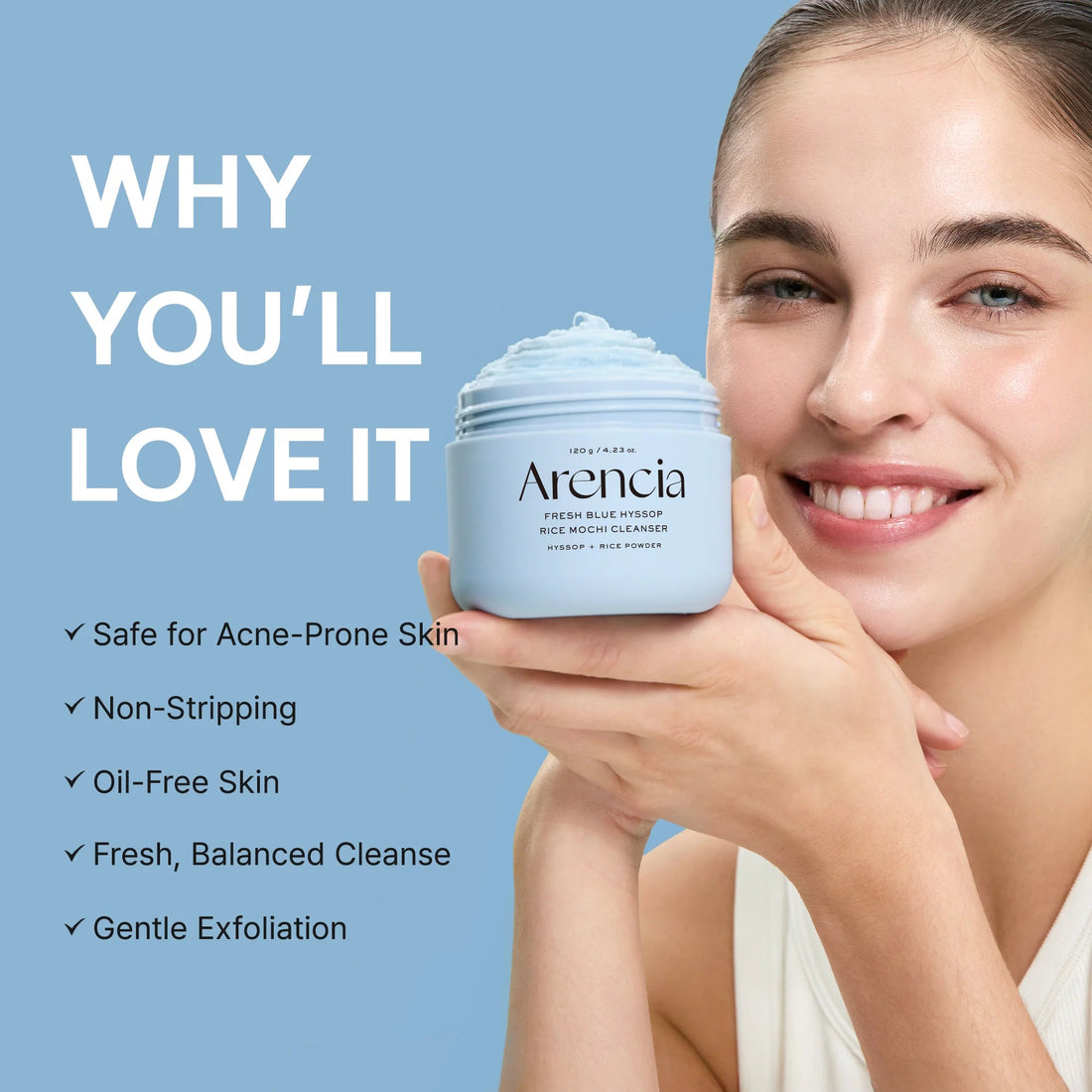 Arencia Fresh Blue Hyssop Rice Mochi Cleanser 50ml - MANSH