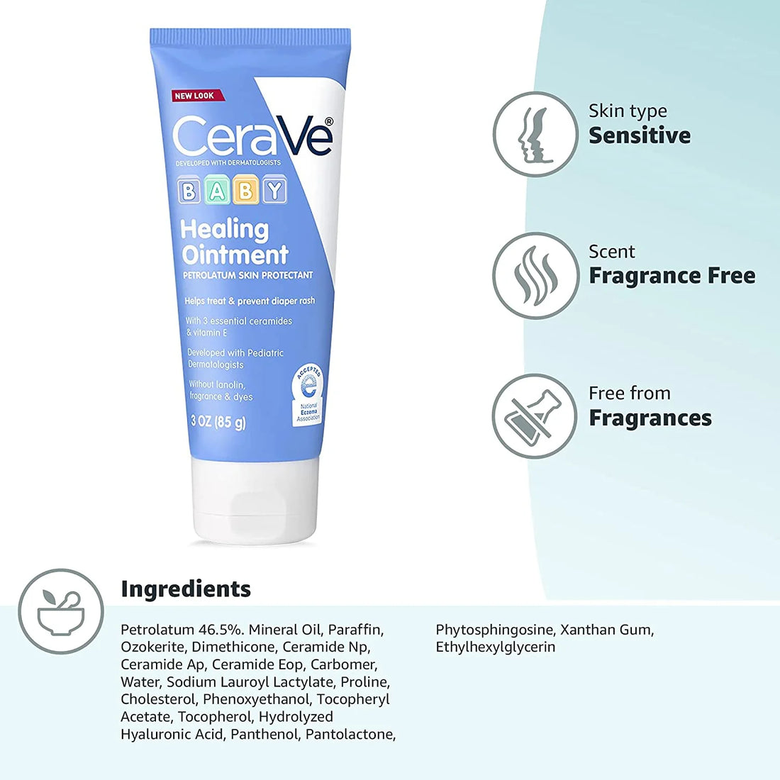 CeraVe Baby Healing Ointment 85g for diaper rash front view
