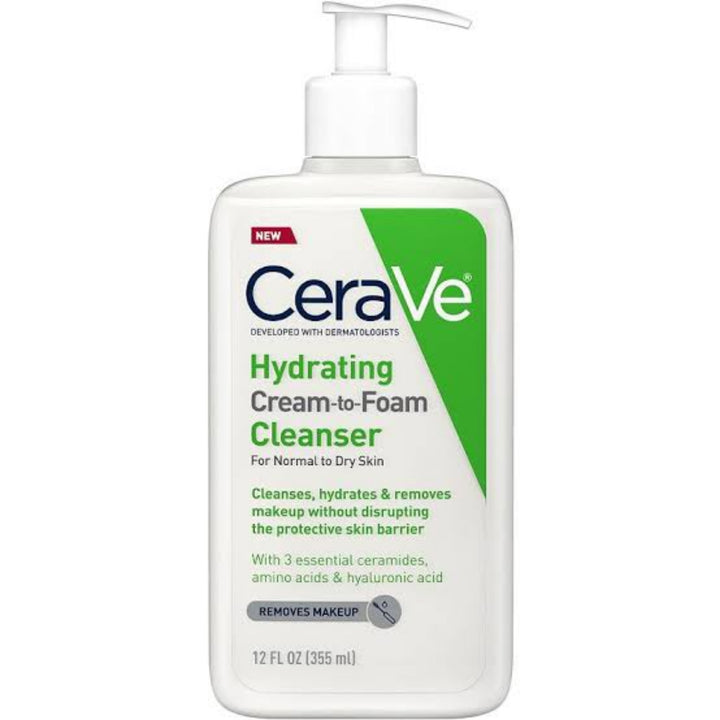 CeraVe Hydrating Cream to Foam Cleanser 355 ml facial cleanser for removing makeup