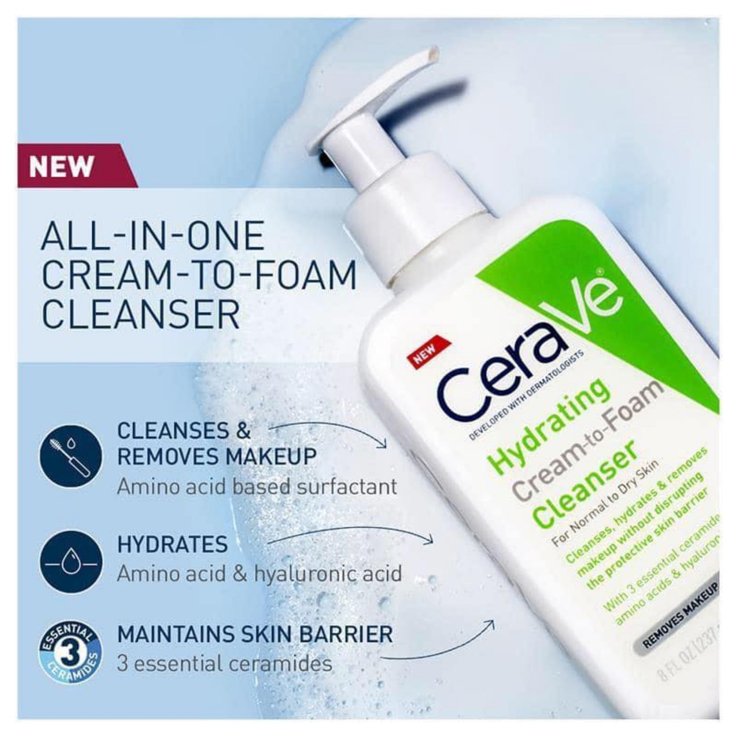 CeraVe Hydrating Cream to Foam Cleanser - MANSH