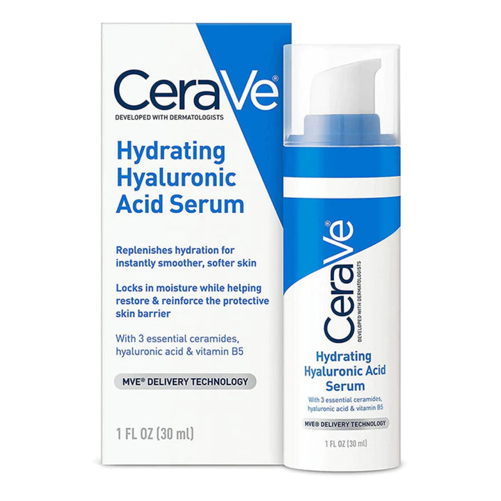 cerave hydrating hyaluronic acid serum to lock hydration and to protect skin barrier