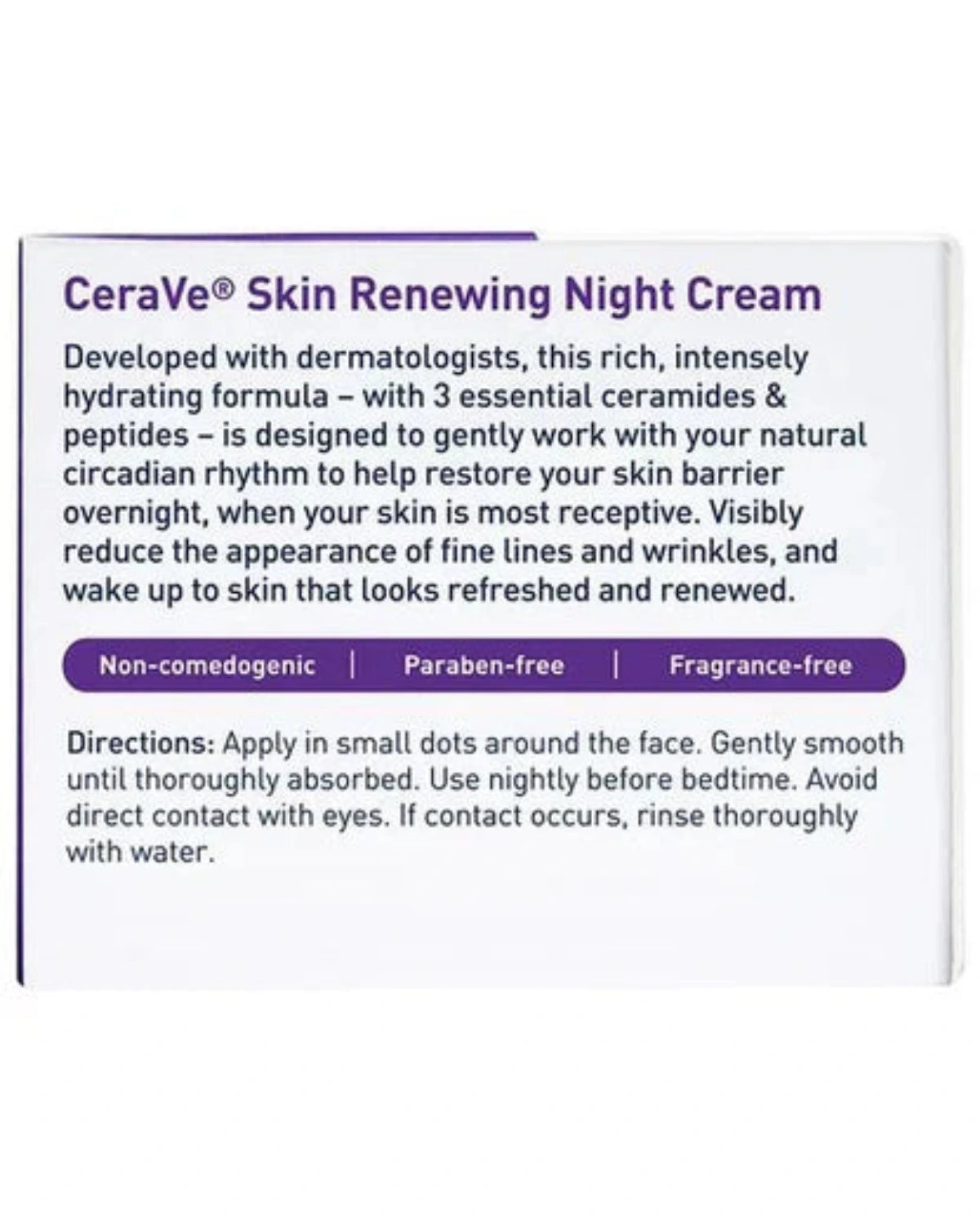 CeraVe Skin Renewing Night Cream with Peptide Complex (48g) moisturizer for healthy skin