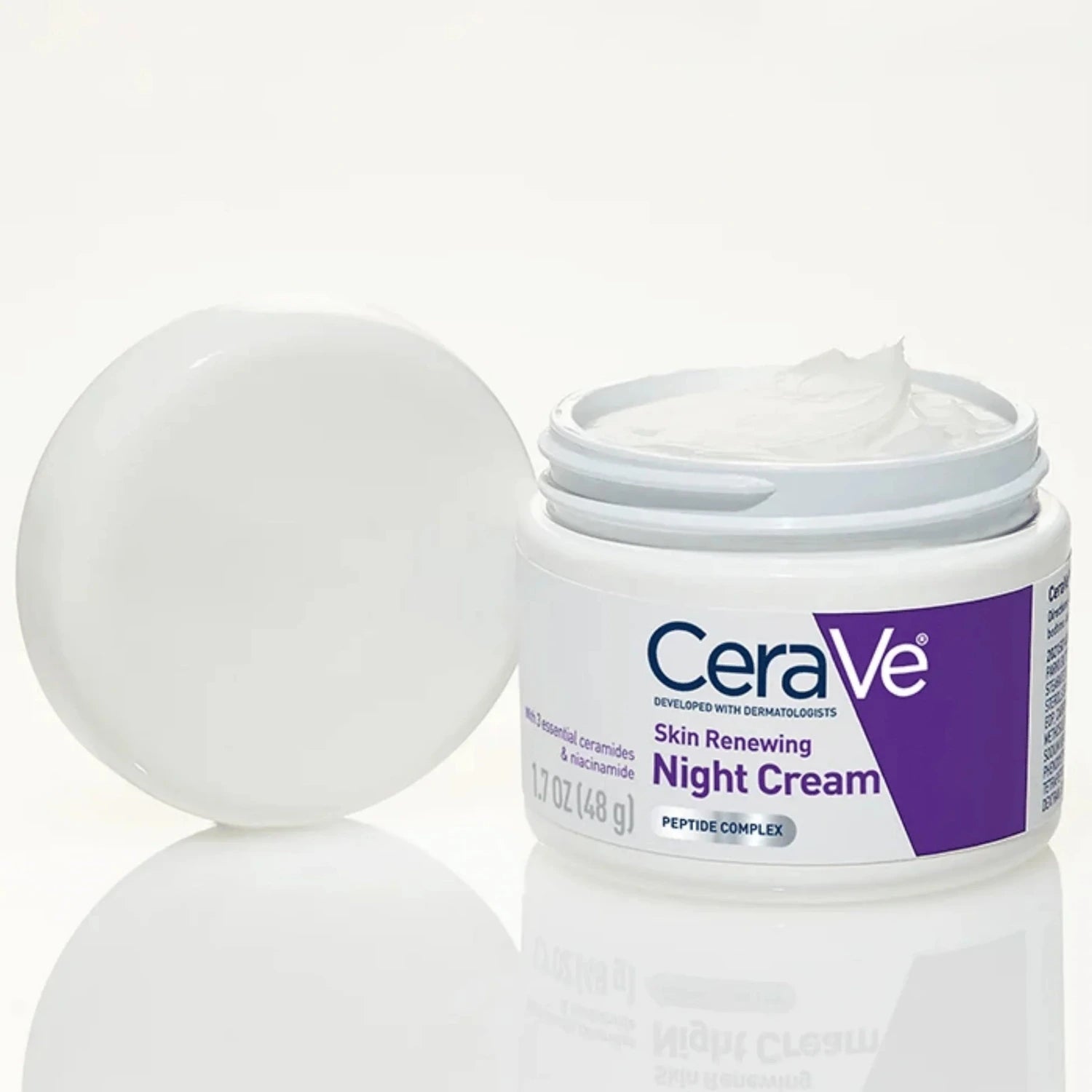 CeraVe Skin Renewing Night Cream with Peptide Complex (48g) moisturizer for healthy skin texture view