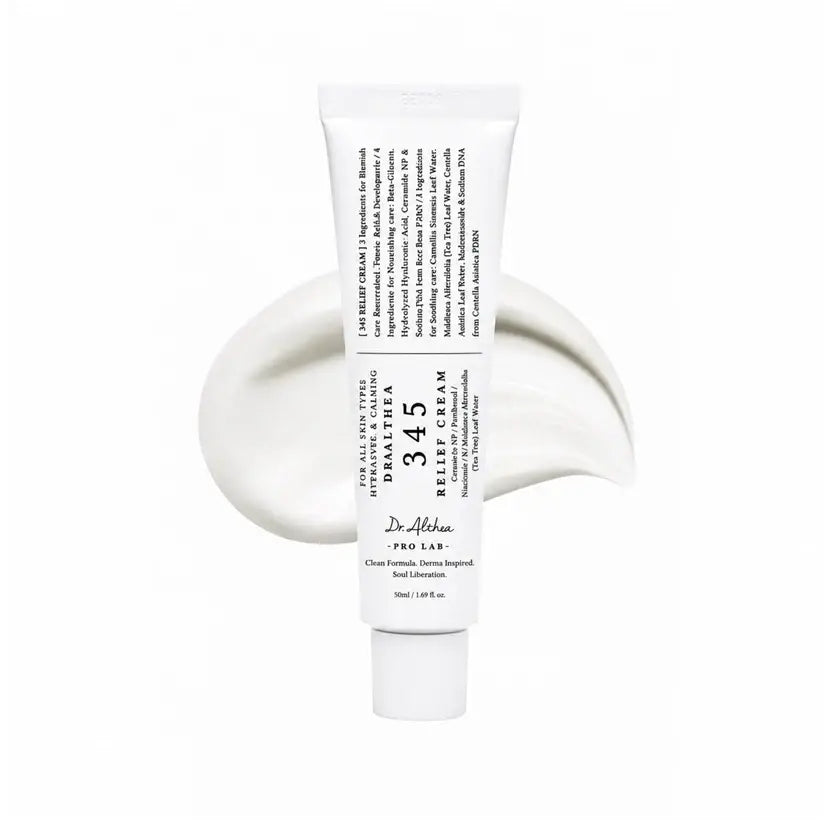 A white squeeze tube of Dr. Althea 345 Relief Cream