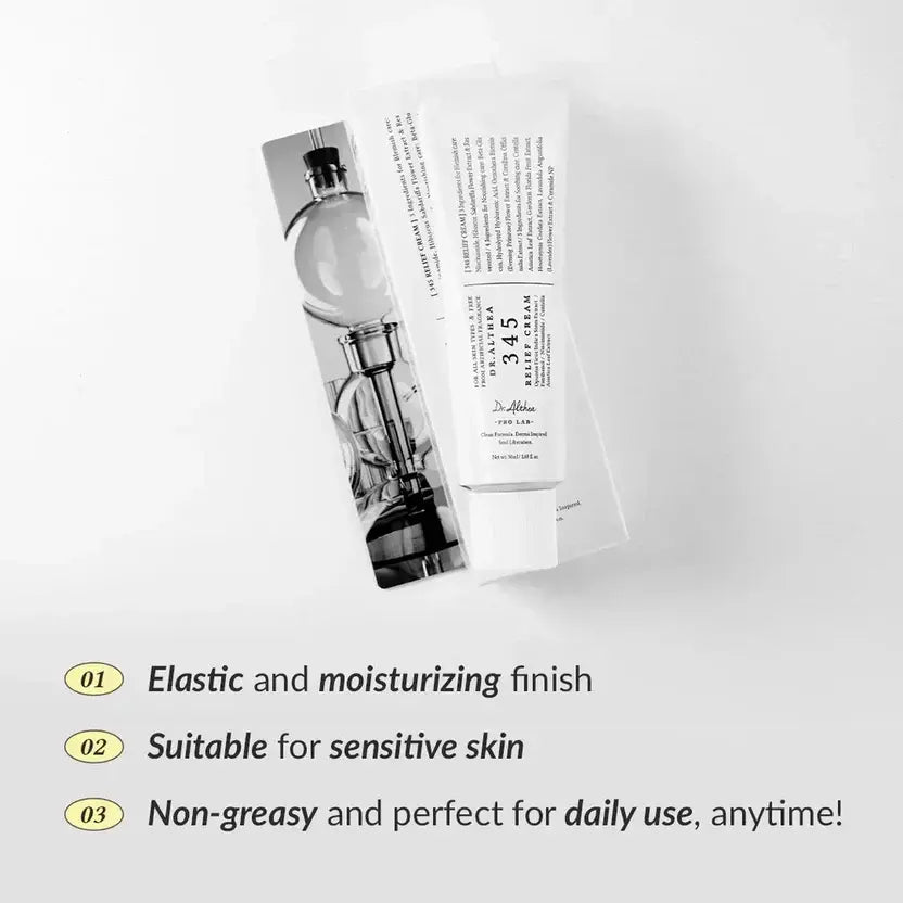 Dr. Althea 345 Relief Cream with packaging on a white background