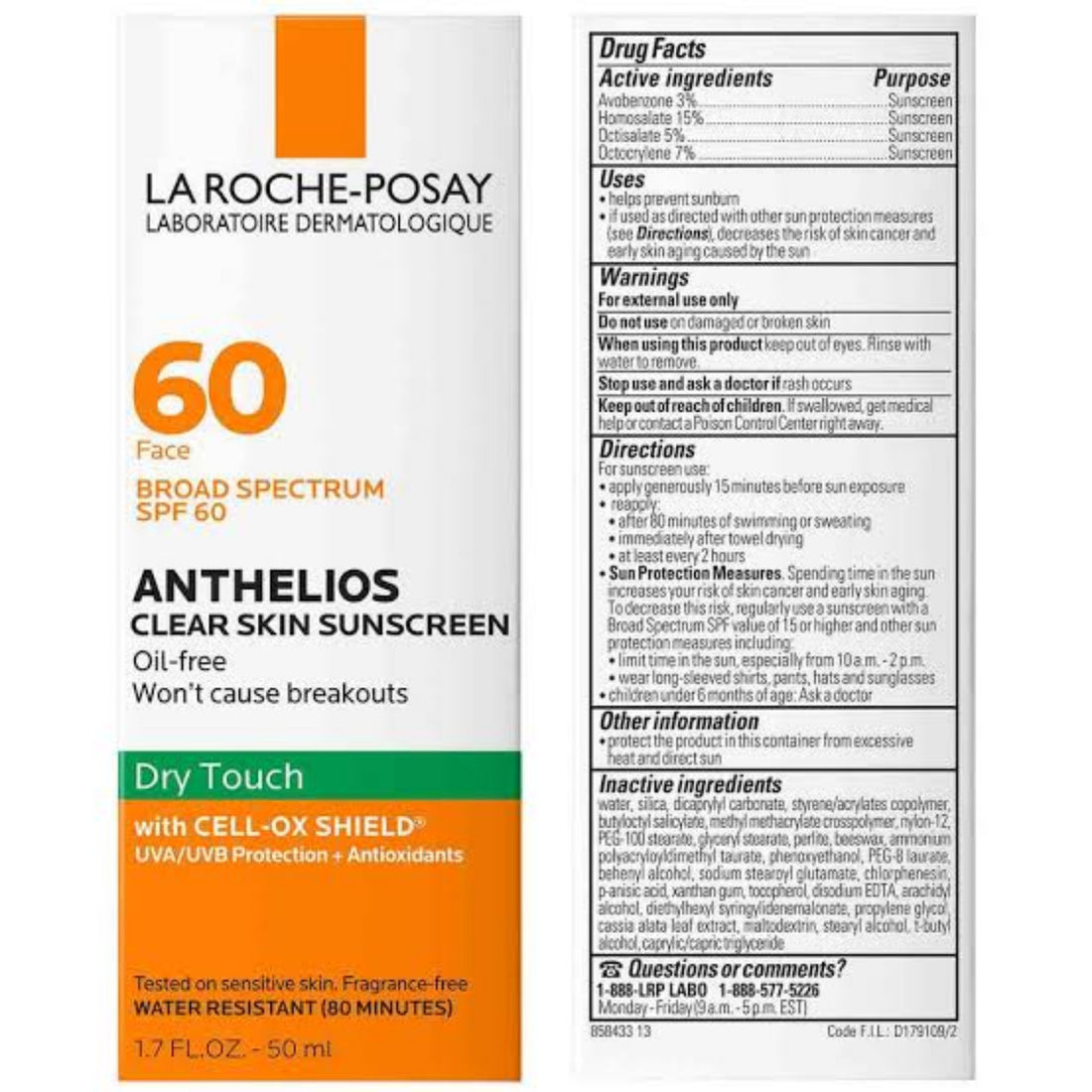 La Roche-Posay Anthelios Clear Skin Oil-Free Sunscreen SPF 60 (50ml) sunscreen for daily sun protection