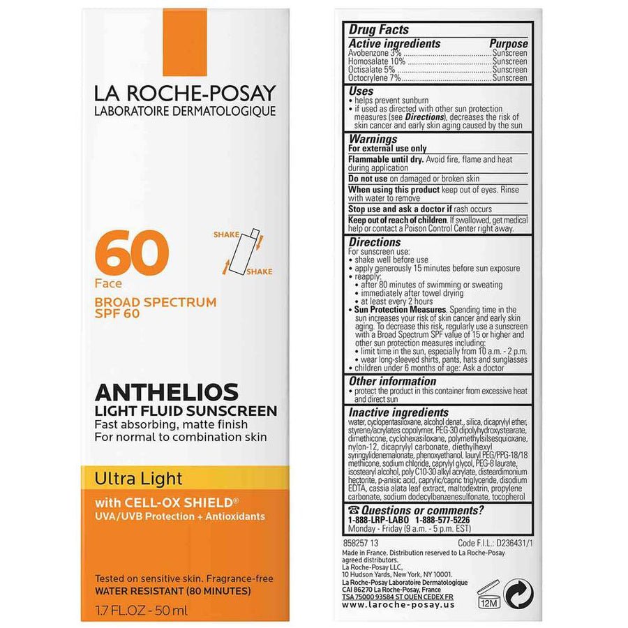 La Roche-Posay Anthelios Ultra Light Fluid Sunscreen SPF 60 50ml - MANSH