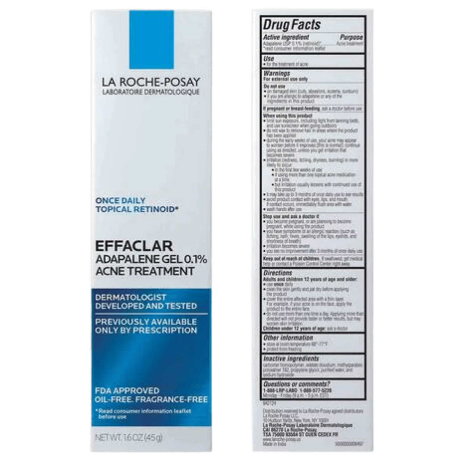 La Roche-Posay Effaclar Adapalene Gel 0.1% Acne Treatment