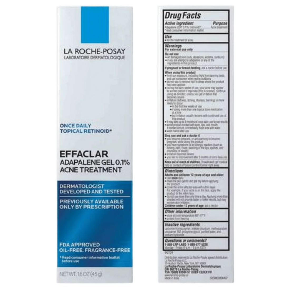 La Roche-Posay Effaclar Adapalene Gel 0.1% Acne Treatment