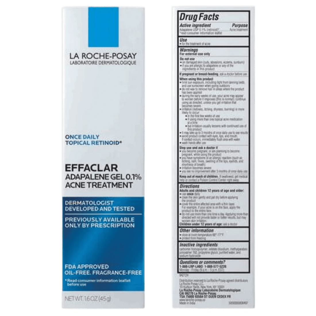 La Roche-Posay Effaclar Adapalene Gel 0.1% Acne Treatment - MANSH