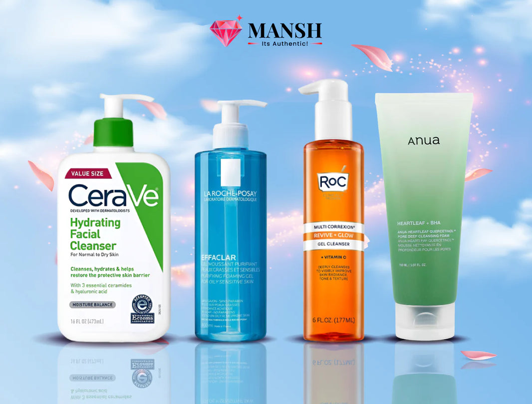 Mansh Store Collection of Facial Cleansers from CeraVe La Roche-posay RoC and Anua