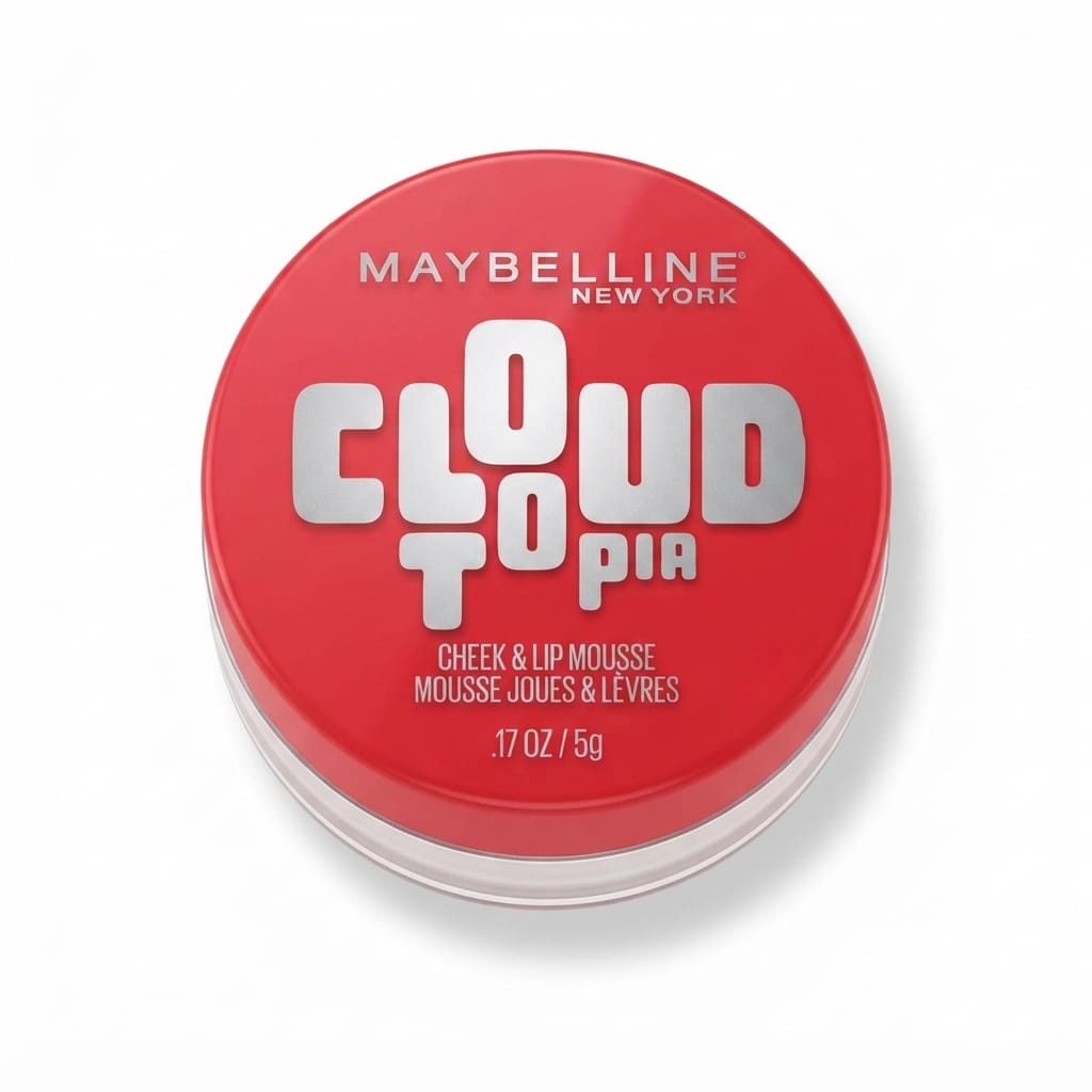 Maybelline Cloudtopia Cheek and Lip Mousse 5g Shade 03 Divine Crimson Berry on a White Background