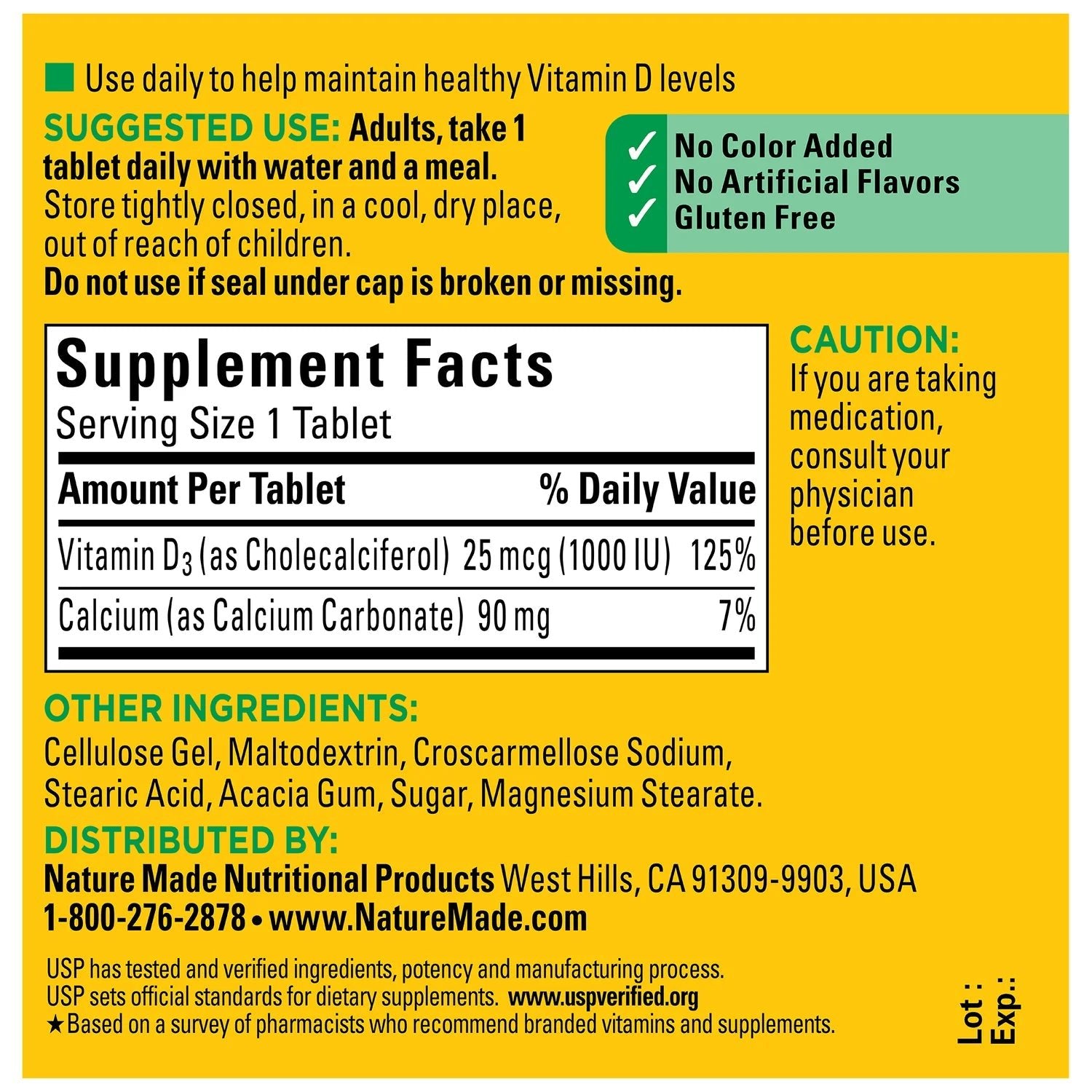 Nature Made Vitamin D3 1000 IU (25 mcg) – 100 Tablets - MANSH