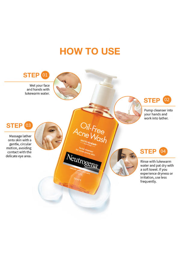 Neutrogena Oil-Free Acne Wash 177ml – salicylic acid face wash for acne-prone skin