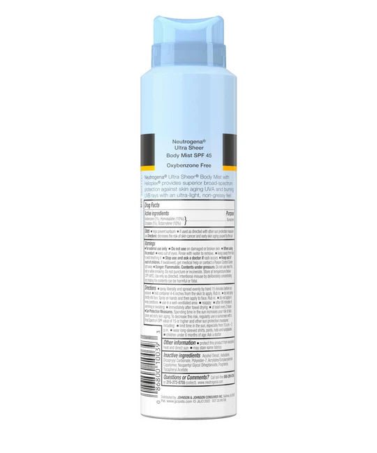 Neutrogena Ultra Sheer Body Mist Full Reach Sunscreen Spray SPF 45 141g - MANSH