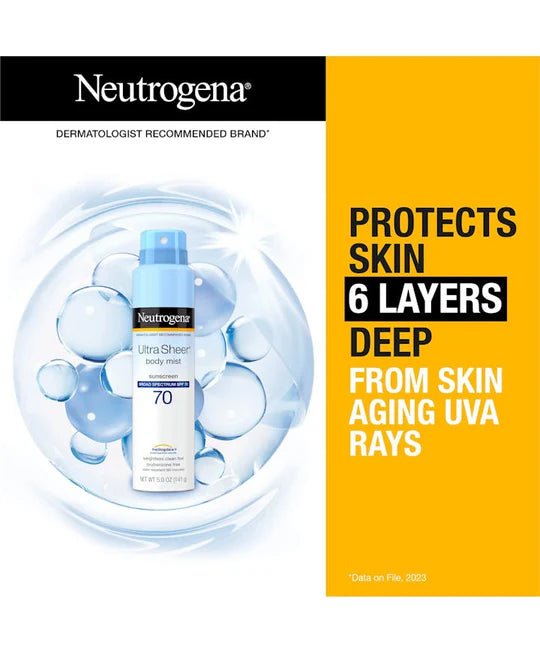 Neutrogena Ultra Sheer Body Mist Sunscreen Spray SPF 70 - MANSH