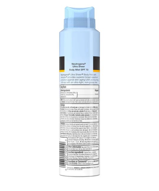 Neutrogena Ultra Sheer Body Mist Sunscreen Spray SPF 70 - MANSH