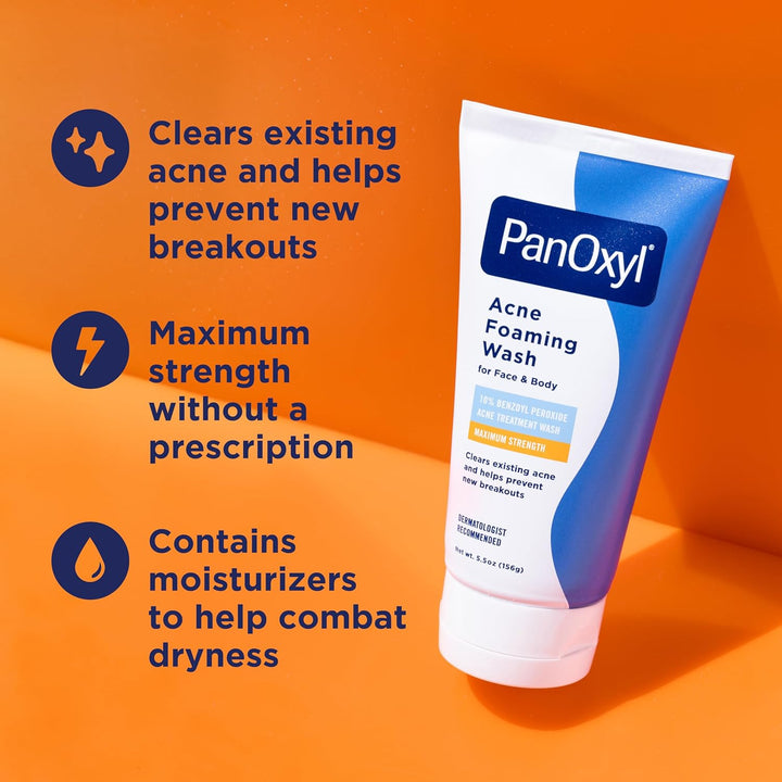 PanOxyl Acne Foaming Wash 150g – Maximum Strength Acne Treatment for Clearer Skin