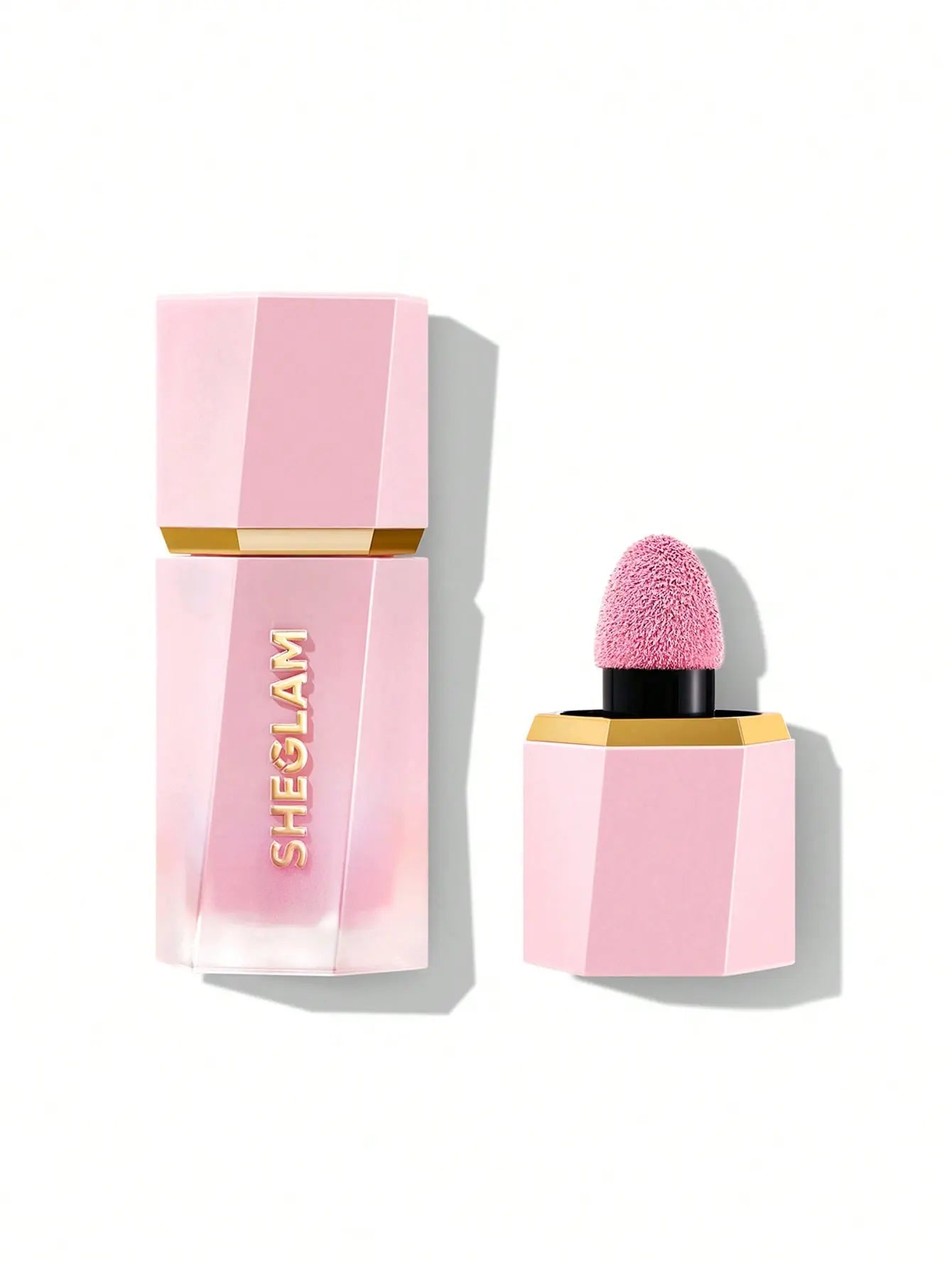 Sheglam Color Bloom Liquid Blush shade Pink Slip 5.2ml with a brush and packaging on a white background