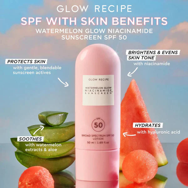 Glow Recipe Watermelon Glow Niacinamide Sunscreen SPF 50 – Hydrating UV Protection